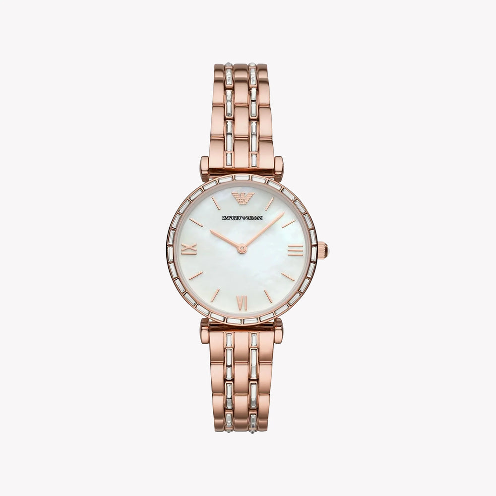 Emporio Armani Women's Rose Gold Watch, White Dial | Ar11294 by i-watch