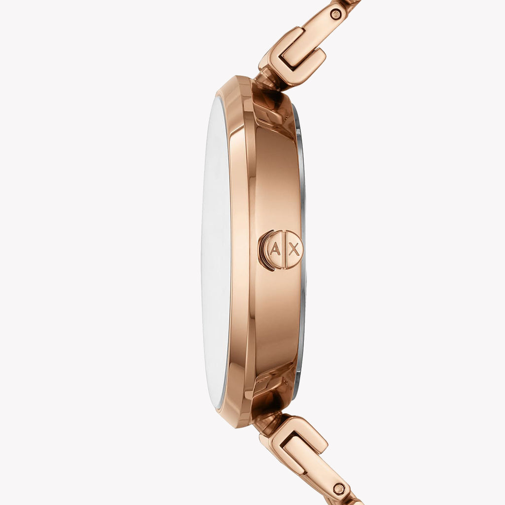 ARMANI EXCHANGE AX5901 - ROSE GOLD ELEGANCE - Women's Chic Analog Watch with Silver Dial-i-Watch-2
