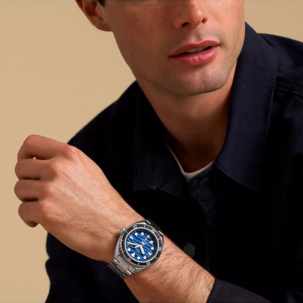 FOSSIL BREAKER THREE - MODERN MEN'S WATCH WITH BLUE DIAL & STAINLESS STEEL BAND-i-Watch-4