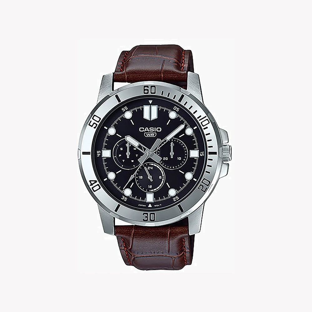 Casio Men's Stainless Steel Watch, Black Dial | Mtp-Vd300l-1e by i-watch
