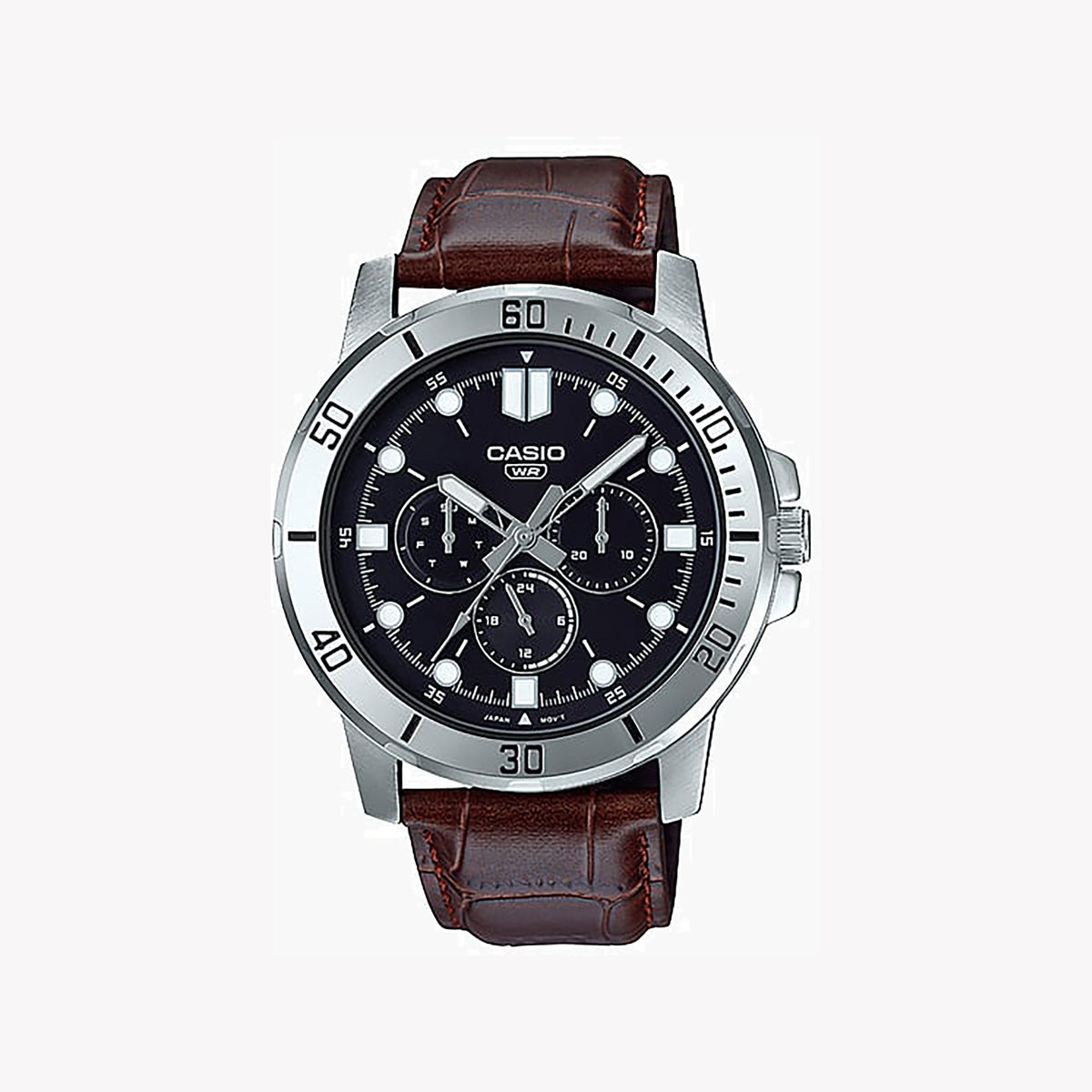 CASIO MTP-VD300L-1E BOLD ADVENTURE - MEN'S SPORTY LEATHER WATCH WITH BLACK DIAL