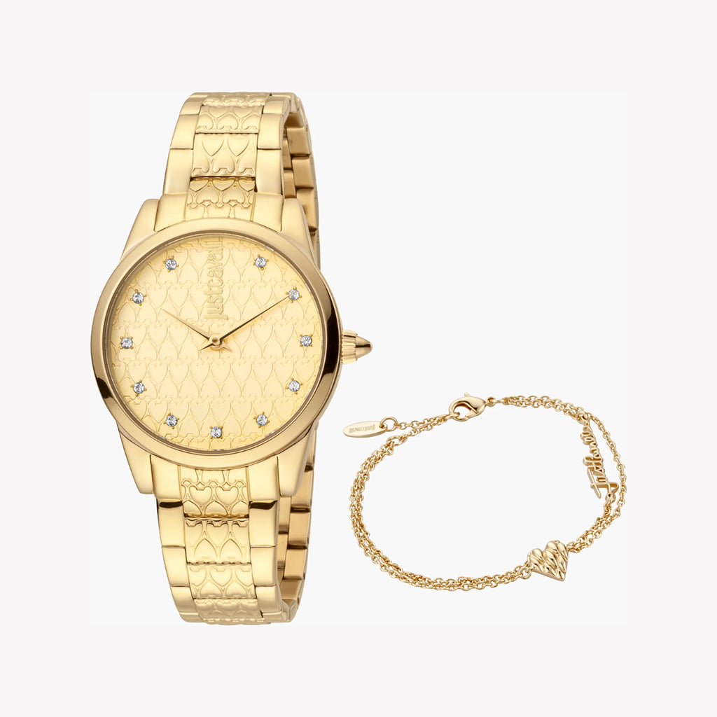 JUST CAVALLI Women's Watch with Gold Stainless Steel Case and Gold Stainless Steel Band