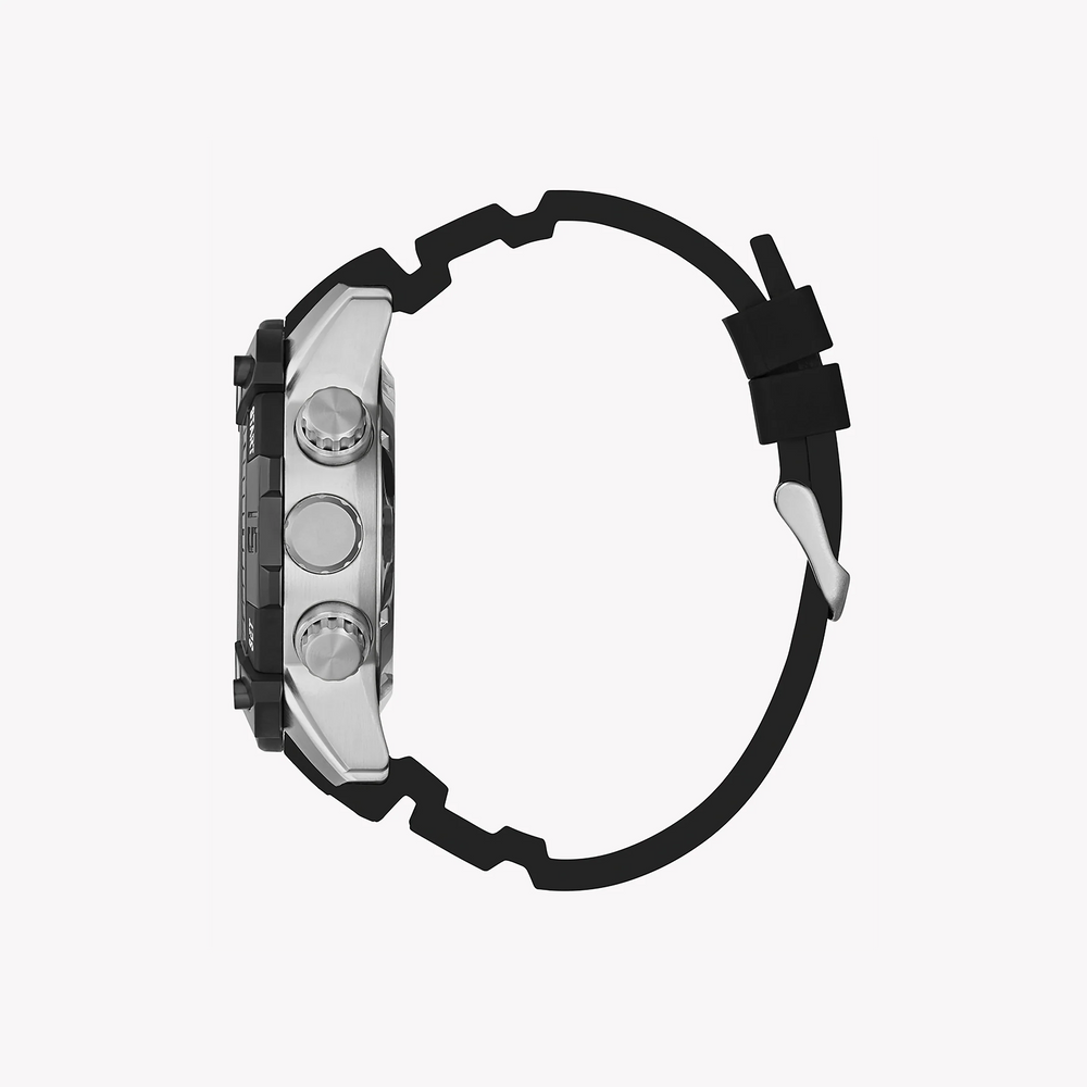 Guess Men's Silver Stainless Steel, Black Silicone | Gw0421g1 by i-watch