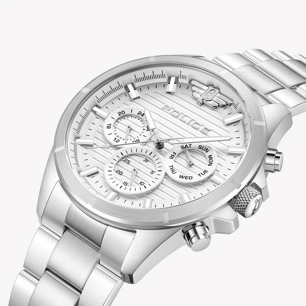 Police Men's Silver Stainless Steel Watch, White Dial | Pewjk2227805 by i-watch