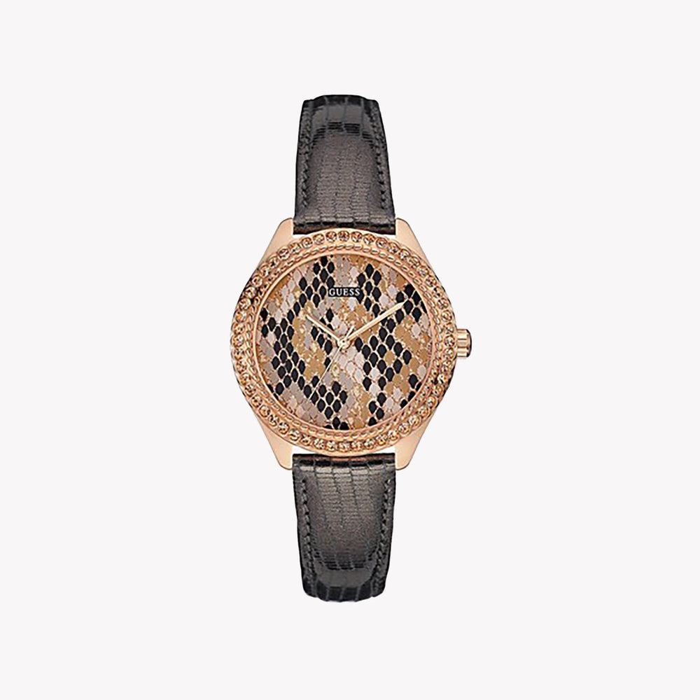GUESS W0626L2 ROSE GOLD CHIC - ELEGANT WOMEN'S TIMEPIECE with Gray Leather Band