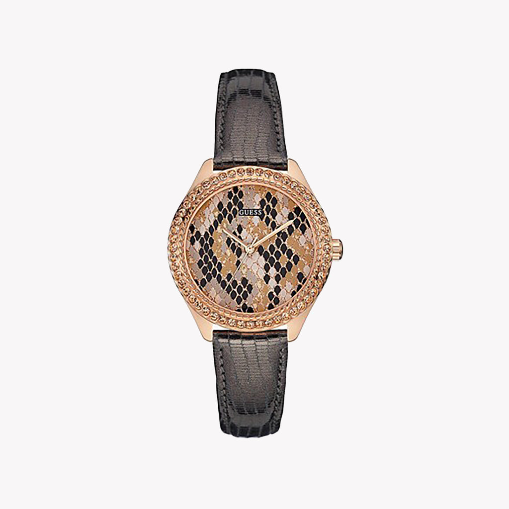 GUESS W0626L2 ROSE GOLD CHIC - ELEGANT WOMEN'S TIMEPIECE with Gray Leather Band