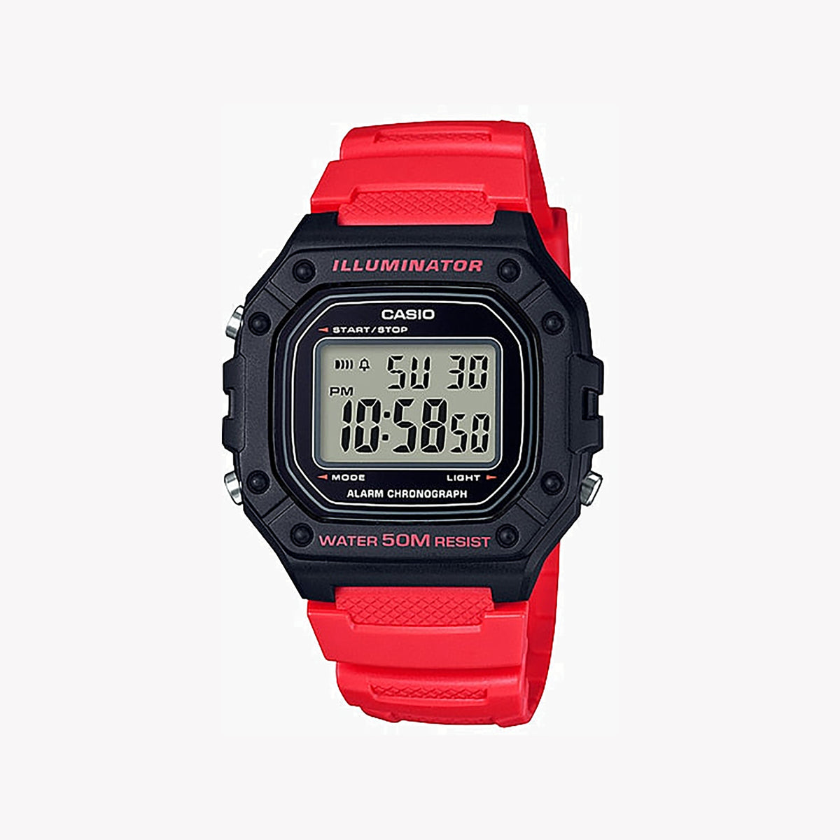 CASIO W-218H-4BV SPORTY ADVENTURER - STRIKING RED & BLACK DIGITAL WATCH for Men