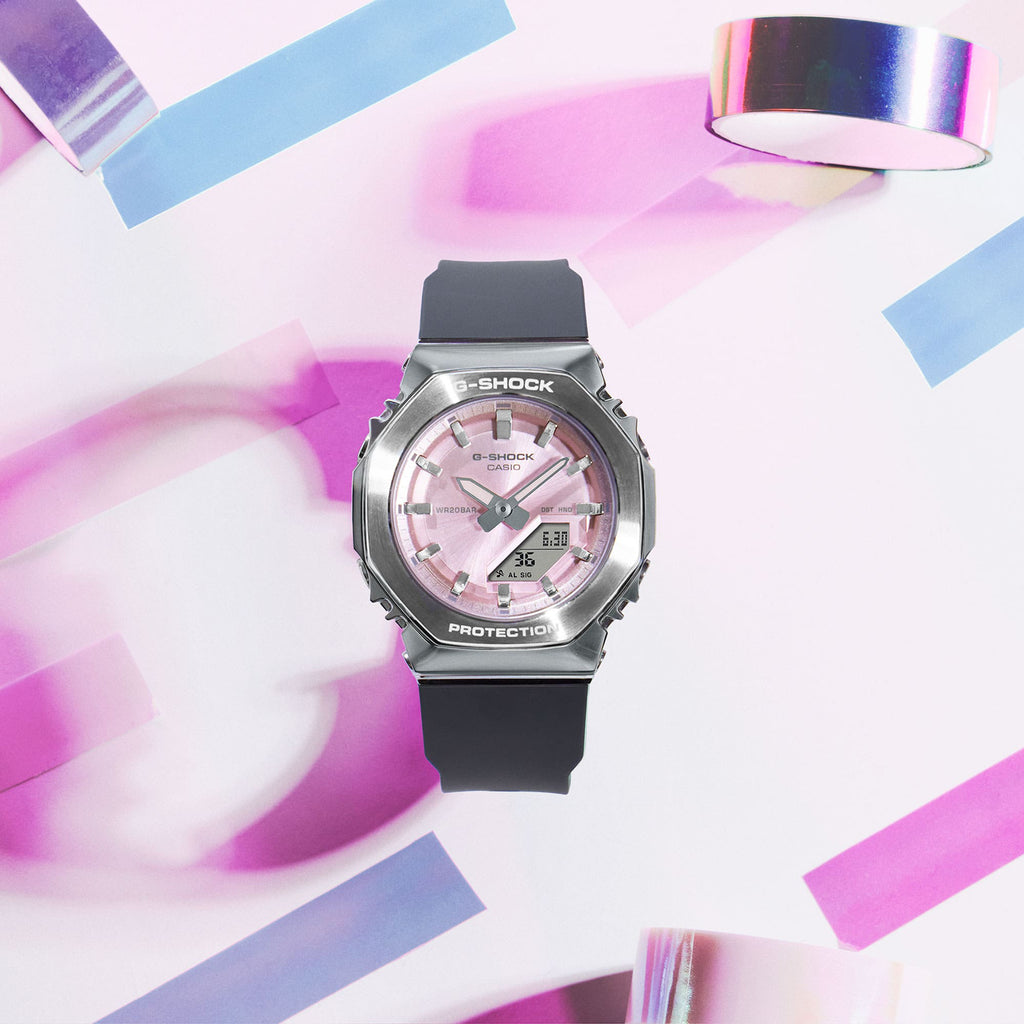 G-SHOCK GM-S2110-4AER - AVENTURIER ÉLÉGANT : Montre pour femme avec cadran rose et bracelet écologique