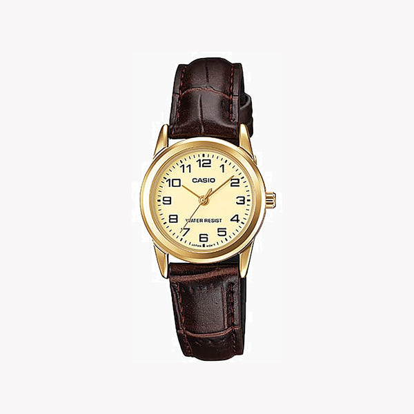 Casio Women's Gold Stainless Steel, Brown Leather | Ltp-V001gl-9b by i-watch