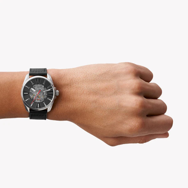 Diesel Men's Silver Watch, Black Leather Band | Dz1966 by i-watch