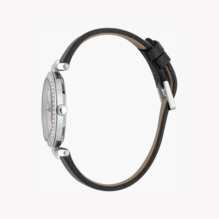 Esprit Women's Black Leather Watch, White Mother Of Pearls | Es1l123m0045
