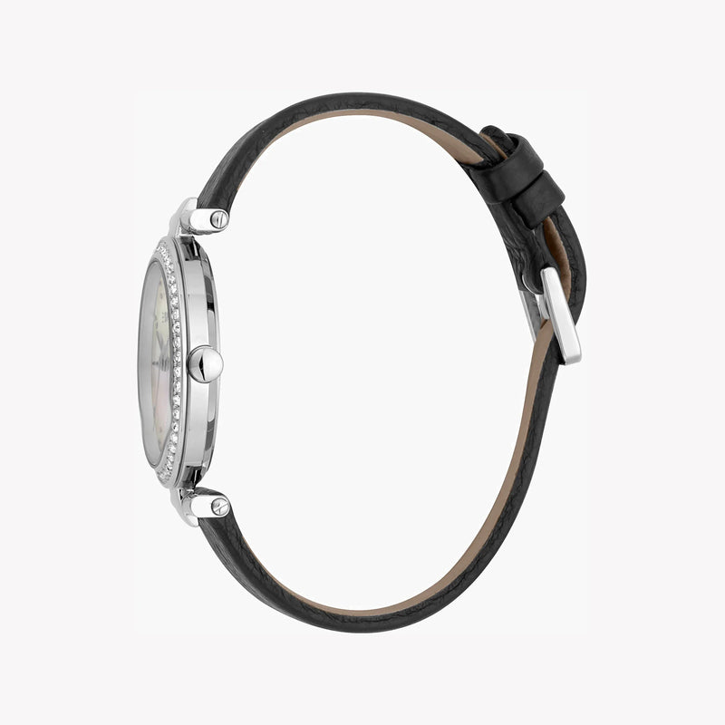 Esprit Women's Black Leather Watch, White Mother Of Pearls | Es1l123m0045 by i-watch