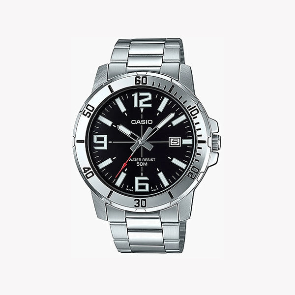 Casio Men's Stainless Steel Watch, Black Dial | Mtp-Vd01d-1bvudf by i-watch