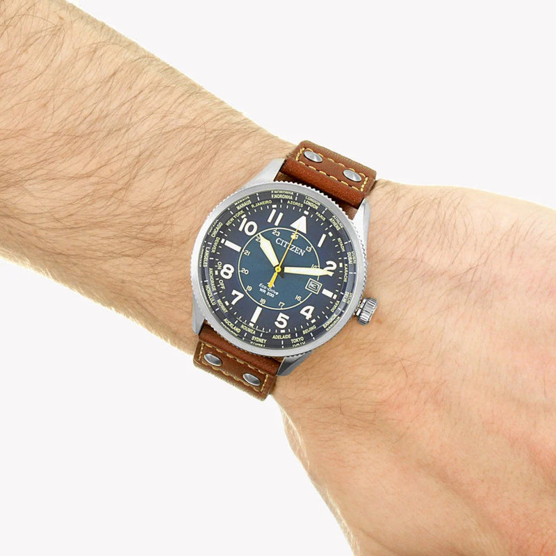 Citizen Bx1010-11l: Elegantly Bold – Men's Eco-Drive Watch With Leather Strap & World Time Function by i-watch