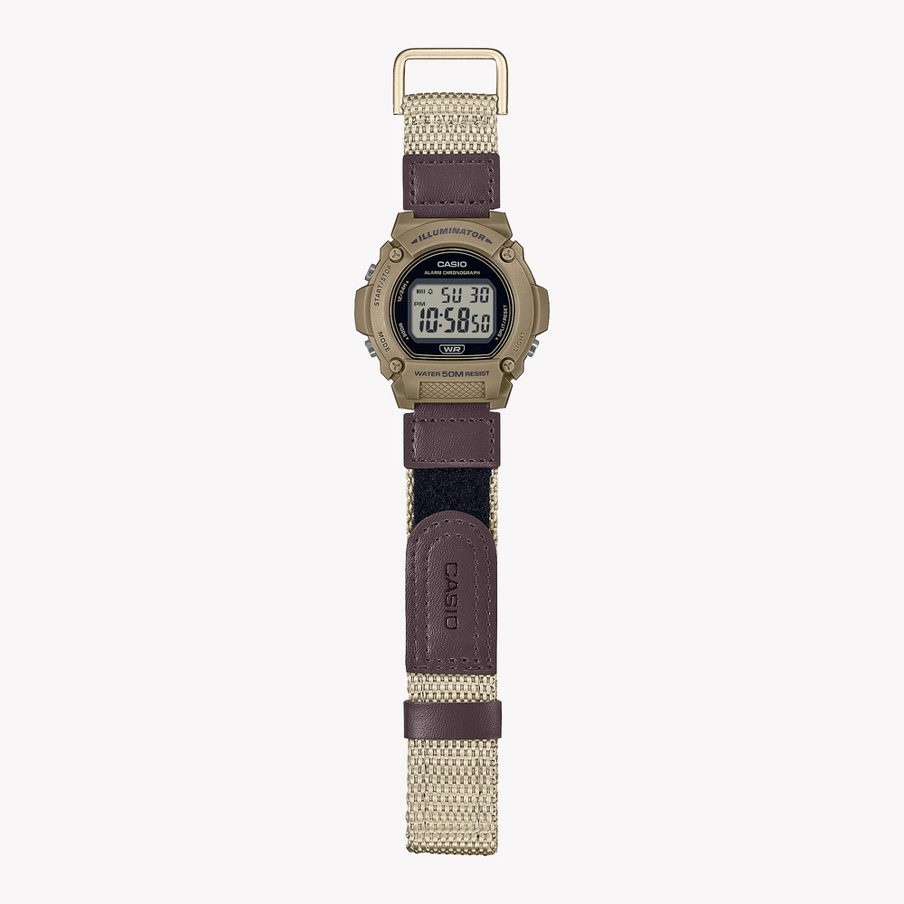 Casio Unisex Beige Resin Watch, Tan Fabric Band | W-219hb-5av by i-watch