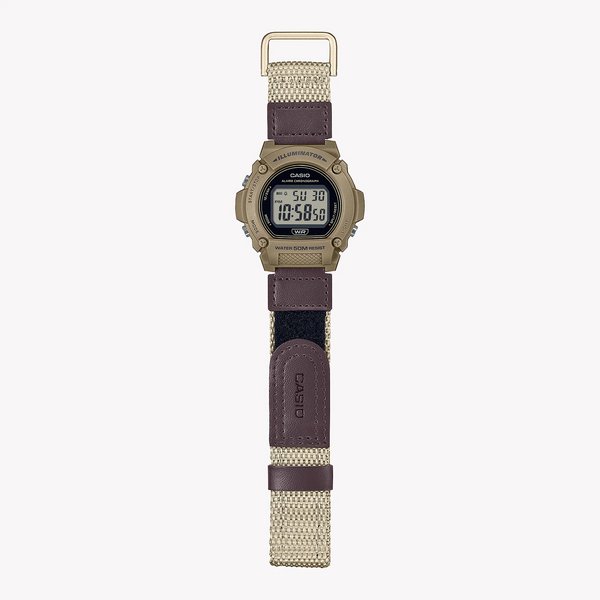 Casio Unisex Beige Resin Watch, Tan Fabric Band | W-219hb-5av by i-watch