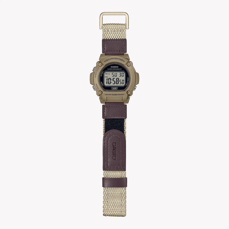Casio Unisex Beige Resin Watch, Tan Fabric Band | W-219hb-5av by i-watch