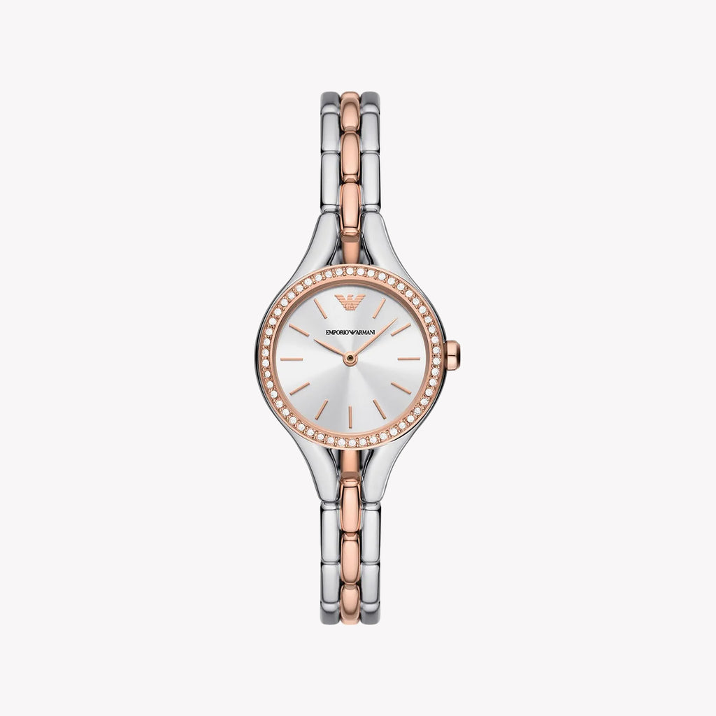 EMPORIO ARMANI AR11551 - TIMELESS ELEGANCE - CHIC WOMEN'S WATCH WITH LUXE SILVER & GOLD DESIGN