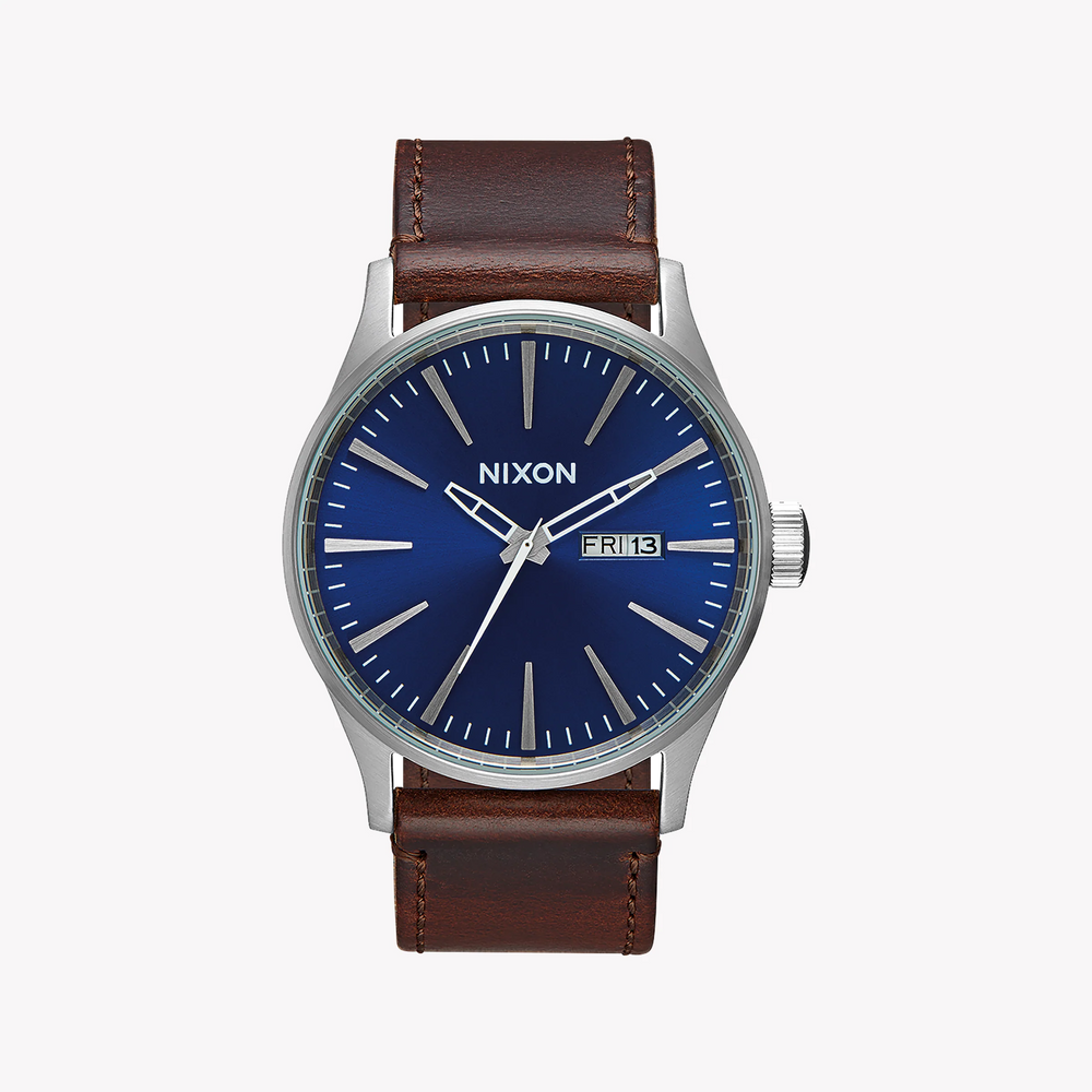 Nixon Men's Brown Leather Watch, Blue Dial | A105-1524 by i-watch
