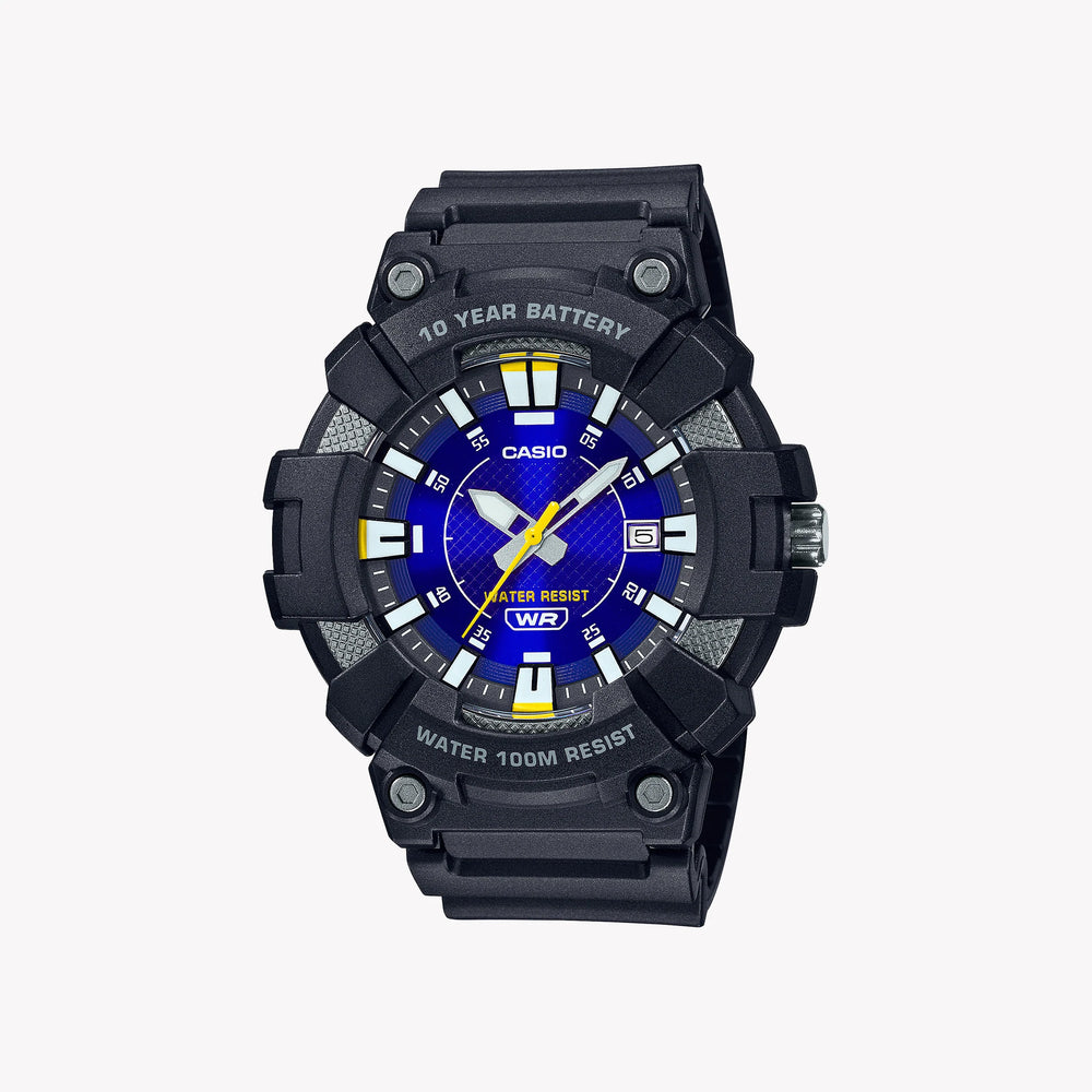 Casio Men's Black Resin Watch, Blue Dial | Mw-610h-2av by i-watch