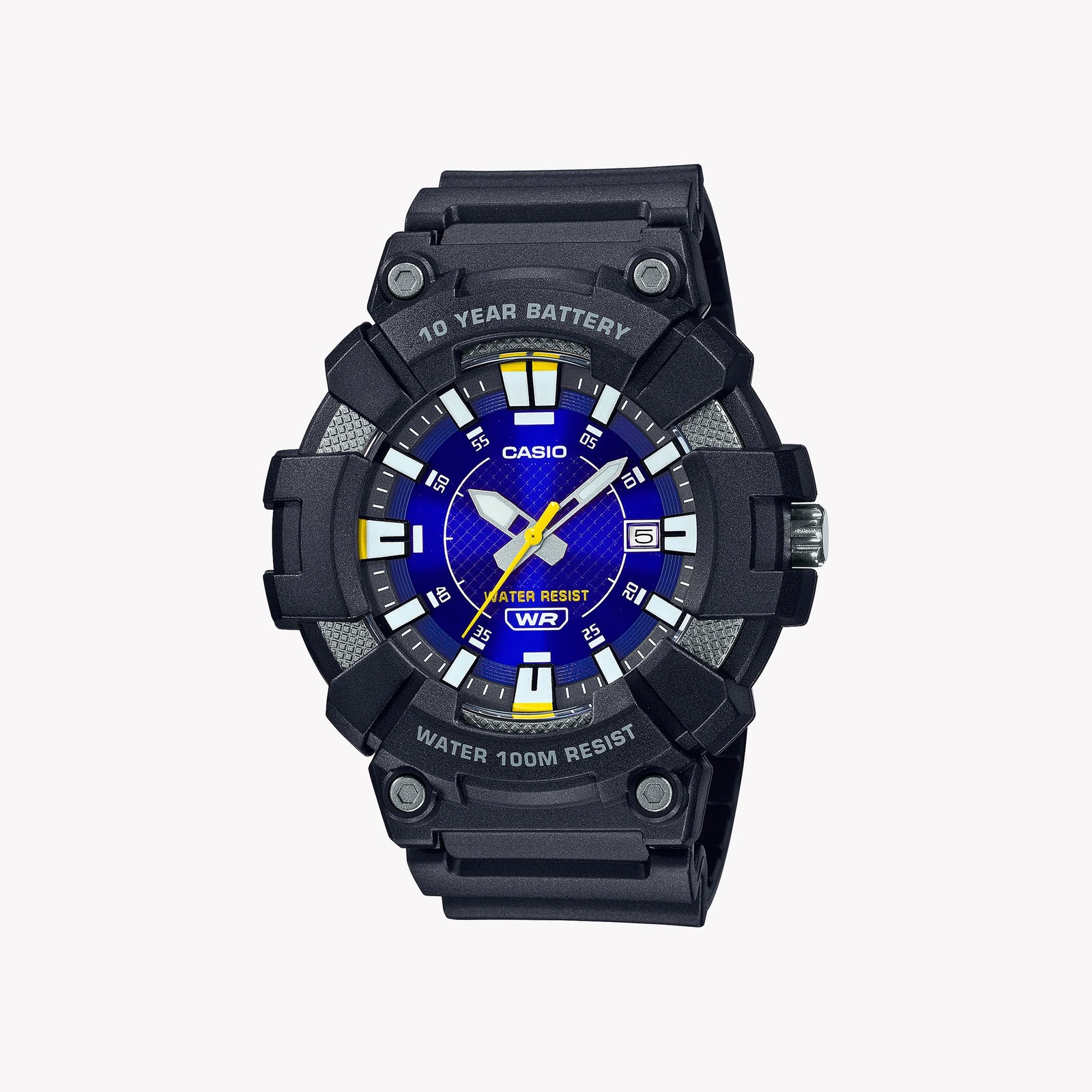 Casio Men's Black Resin Watch, Blue Dial | Mw-610h-2av by i-watch