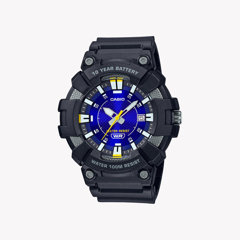 Casio Men's Black Resin Watch, Blue Dial | Mw-610h-2av by i-watch