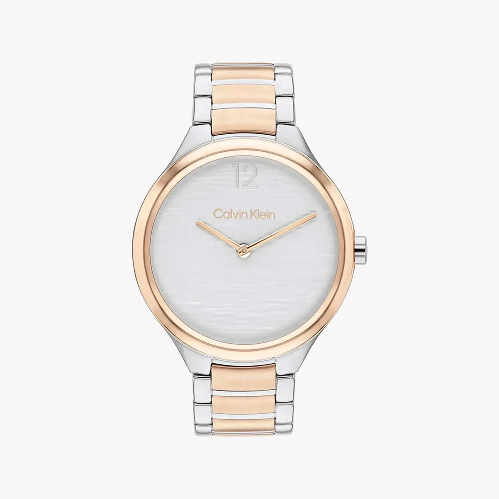 Ck Calvin Klein Women's Silver/Rose Gold Watch, Silver Dial | 25100049 by i-watch