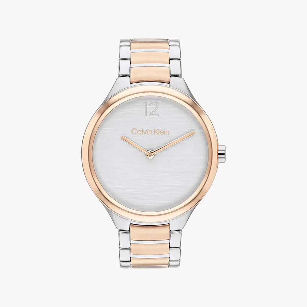 CK CALVIN KLEIN SILVER ROSE GOLD SOPHISTICATION - MODERN WOMEN'S TIMEPIECE WITH 3 ATM WATER RESISTANCE