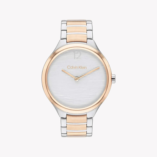 Ck Calvin Klein Women's Silver/Rose Gold Watch, Silver Dial | 25100049 by i-watch