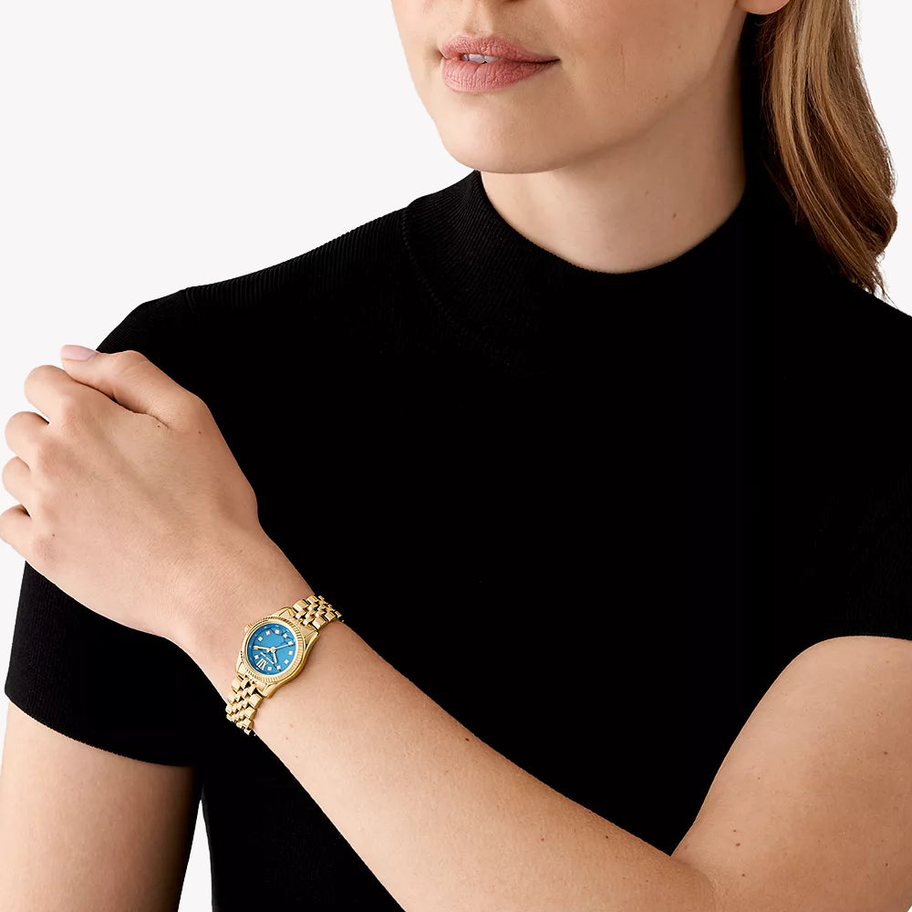 MICHAEL KORS MK4813 - ELEGANT GOLD STAINLESS STEEL & DEEP BLUE DIAL WOMEN'S WATCH-i-Watch-4