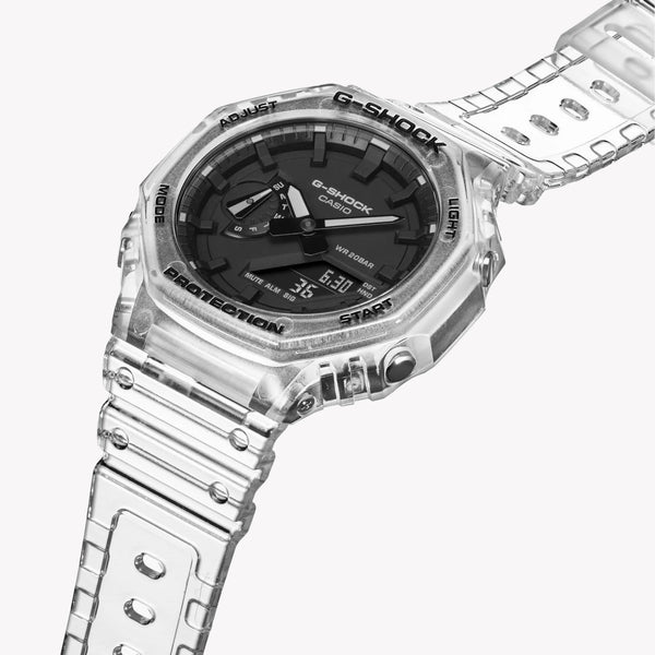 G-Shock Men's White Resin Watch, Transparent Case | Ga-2100ske-7adr by i-watch