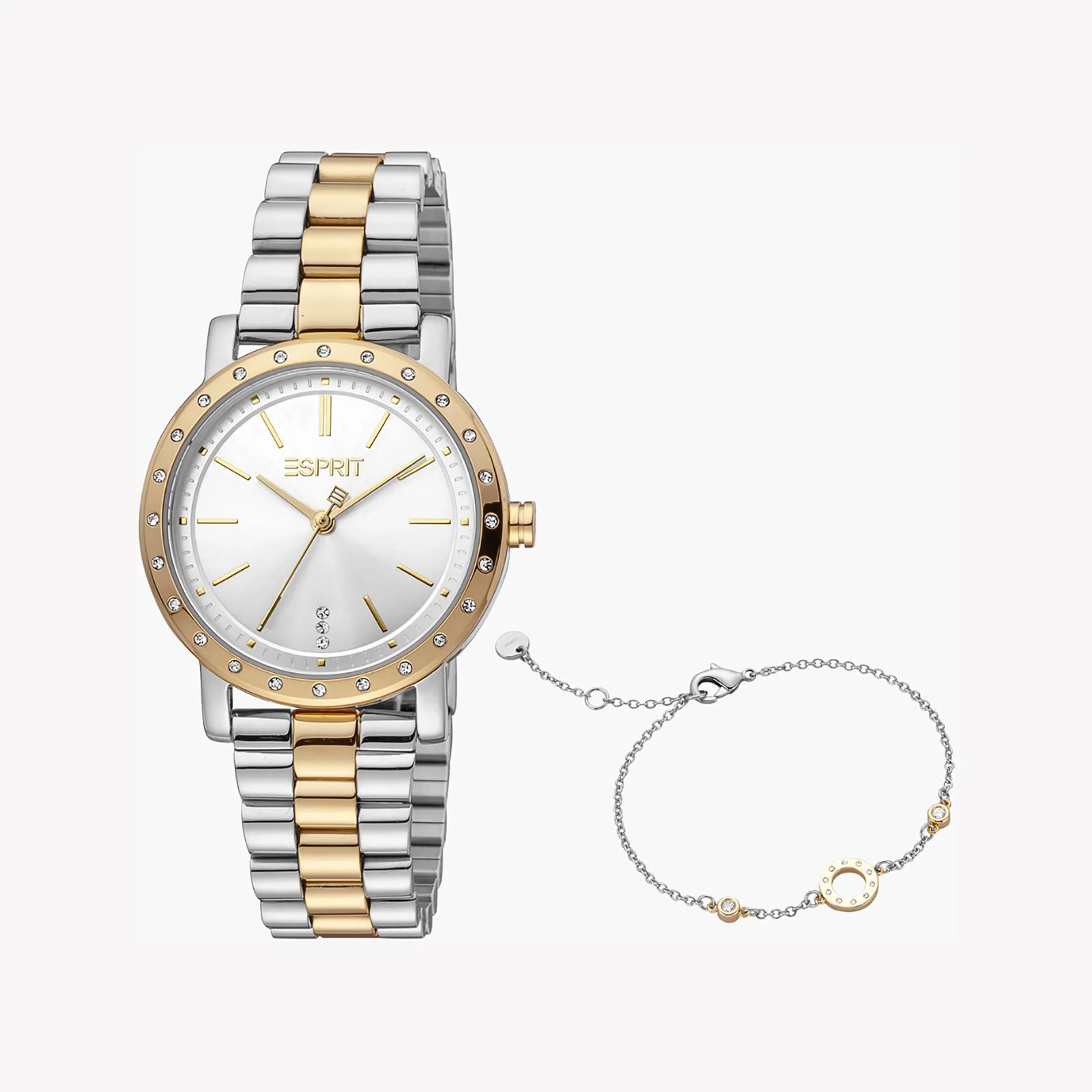 Esprit Women's Silver & Gold Stainless Steel Watch, Silver Dial | Es1l194m0045 by i-watch