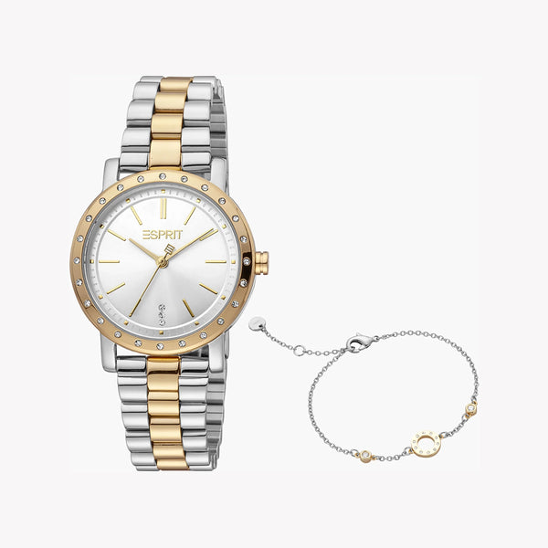 Esprit Women's Silver & Gold Stainless Steel Watch, Silver Dial | Es1l194m0045 by i-watch
