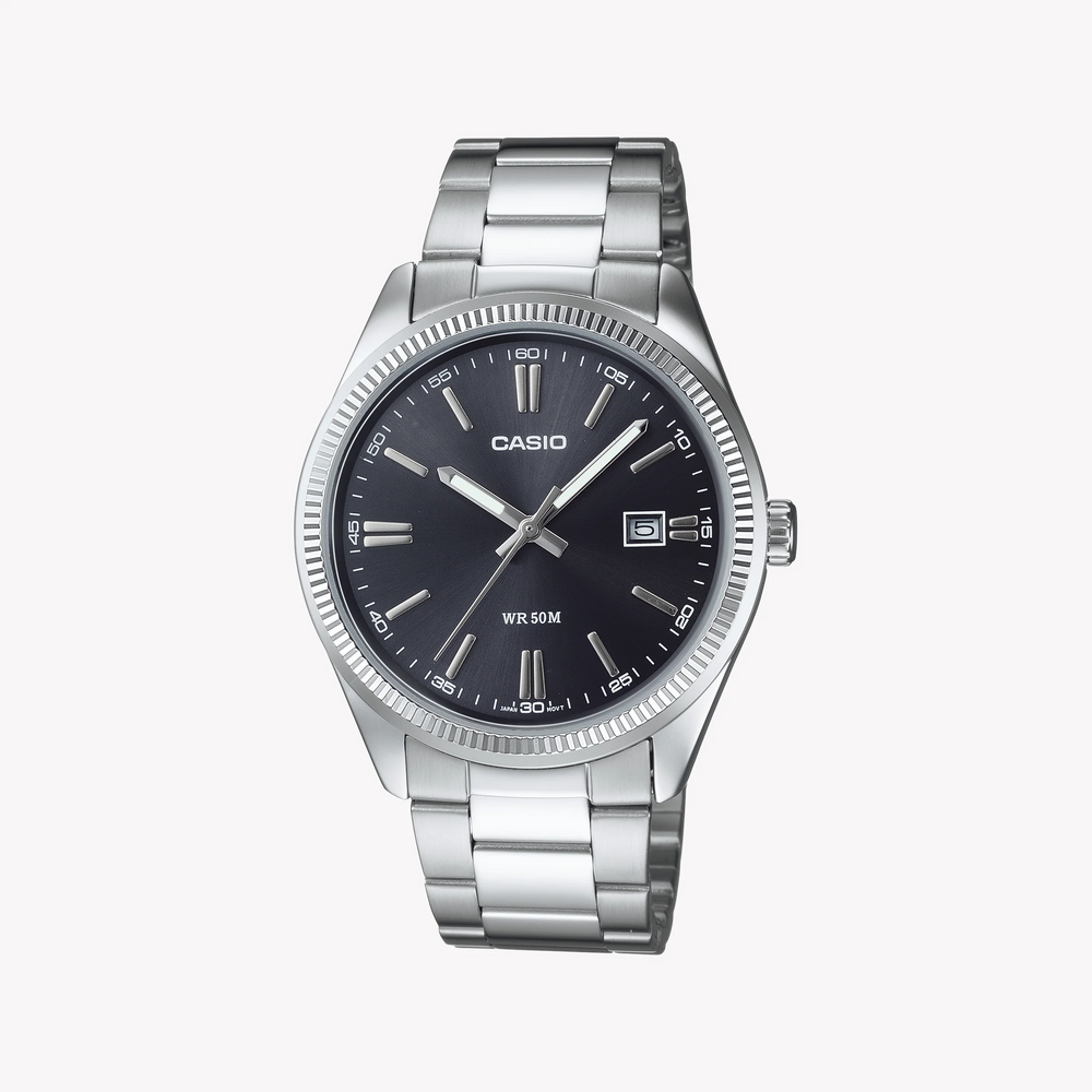 Casio Men's Silver Watch, Black Dial | Mtp-1302d-1a1vdf by i-watch