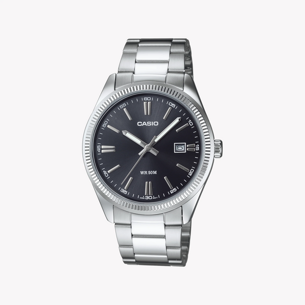 Casio Men's Silver Watch, Black Dial | Mtp-1302d-1a1vdf by i-watch