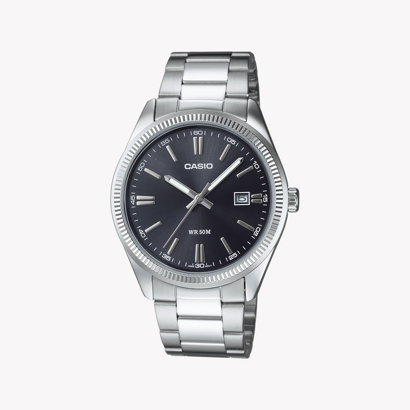 Casio Men's Silver Watch, Black Dial | Mtp-1302d-1a1vdf by i-watch