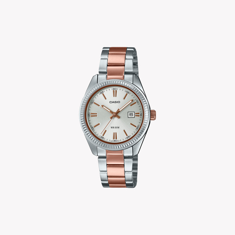 CASIO LTP-1302PRG-7AVEF TIMELESS ELEGANCE - WOMEN'S SILVER-PINK QUARTZ WATCH