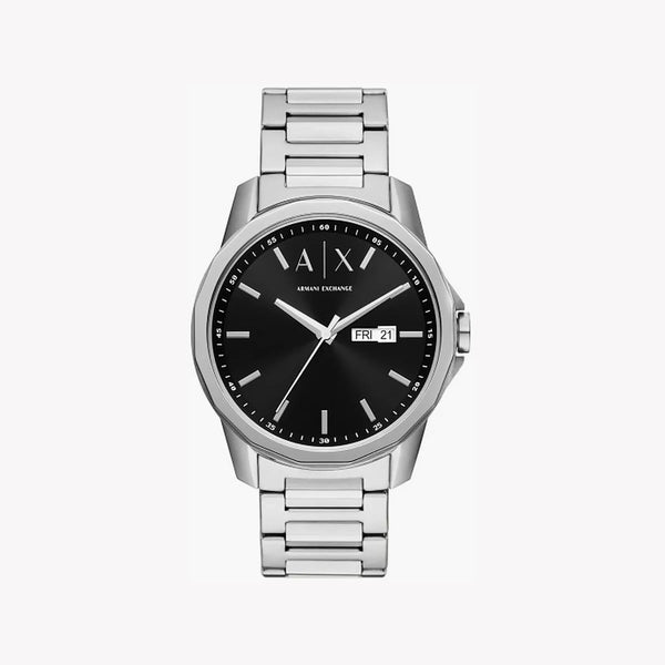 Armani Exchange Men's Silver Watch, Black Dial | Ax1733