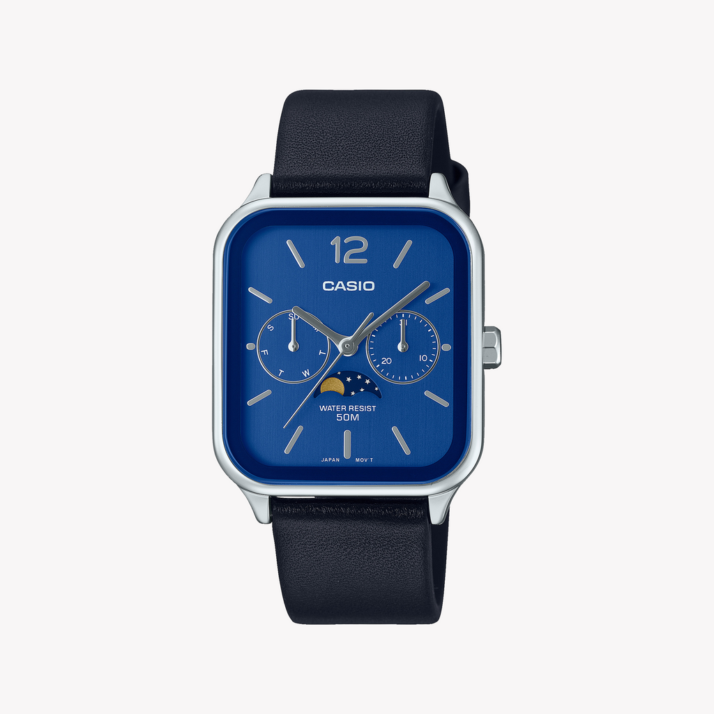 CASIO MTP-M305L-2AVDF - SPORTY ELEGANCE UNLEASHED Men's Watch with blue dial and black leather band