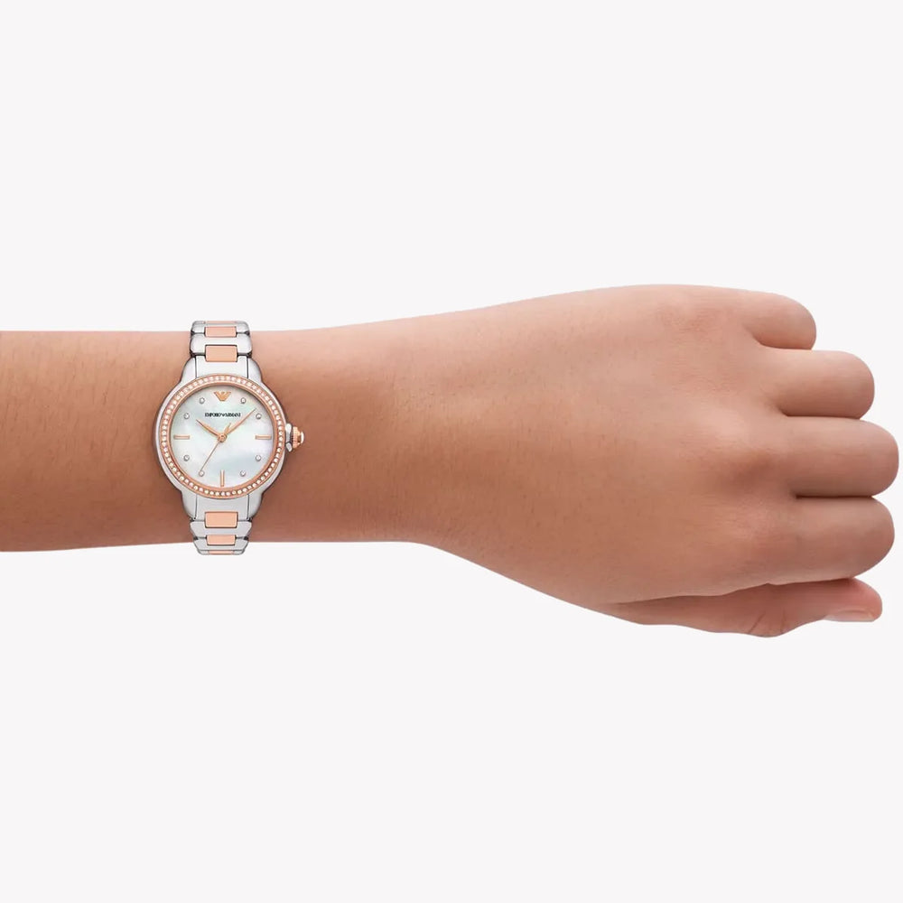 Emporio Armani Women's Silver/Rose Gold Watch, Silver Dial | Ar11569 by i-watch