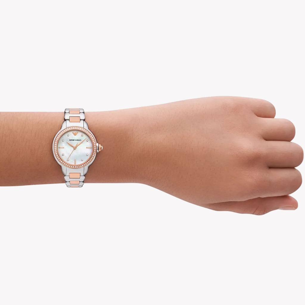 EMPORIO ARMANI AR11569 - CHIC SILVER & ROSE GOLD STAINLESS STEEL WOMEN'S WATCH-i-Watch-4