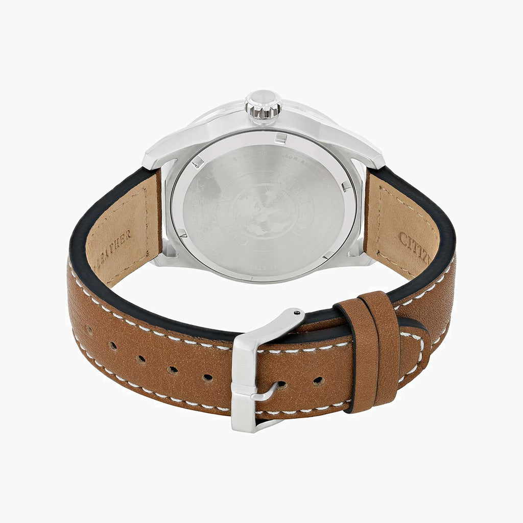 CITIZEN AW1360-12H ELEGANT POWER - MEN'S ECO-DRIVE WATCH WITH LEATHER BAND & BLACK DIAL-i-Watch-2