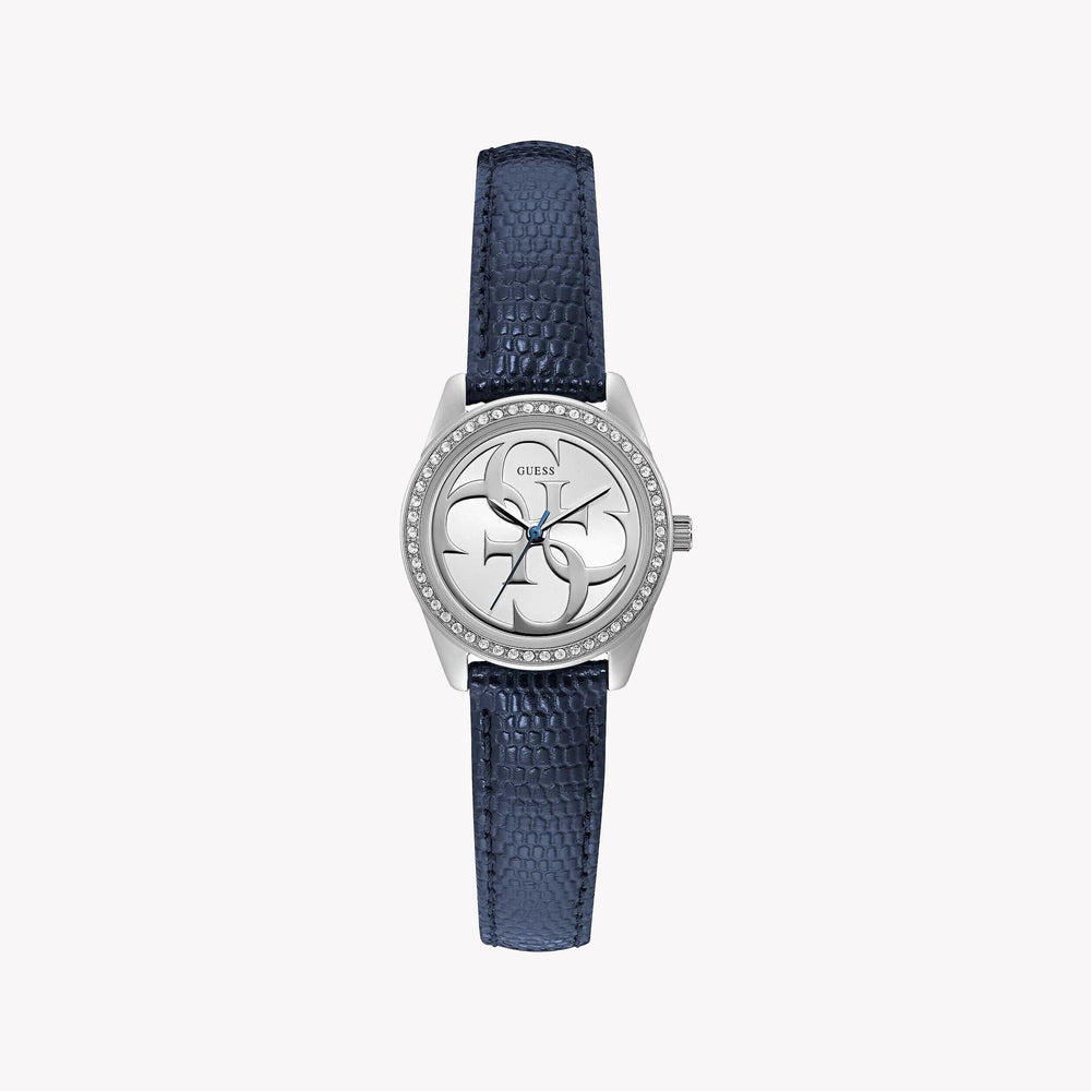 Guess Women's Silver & Blue Leather Watch, Silver Dial | W1212l3 by i-watch