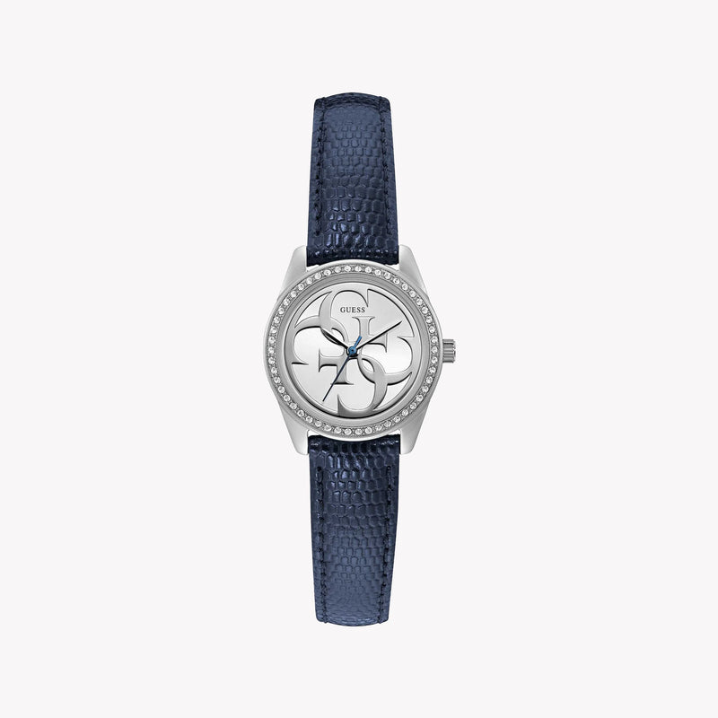 Guess Women's Silver & Blue Leather Watch, Silver Dial | W1212l3 by i-watch