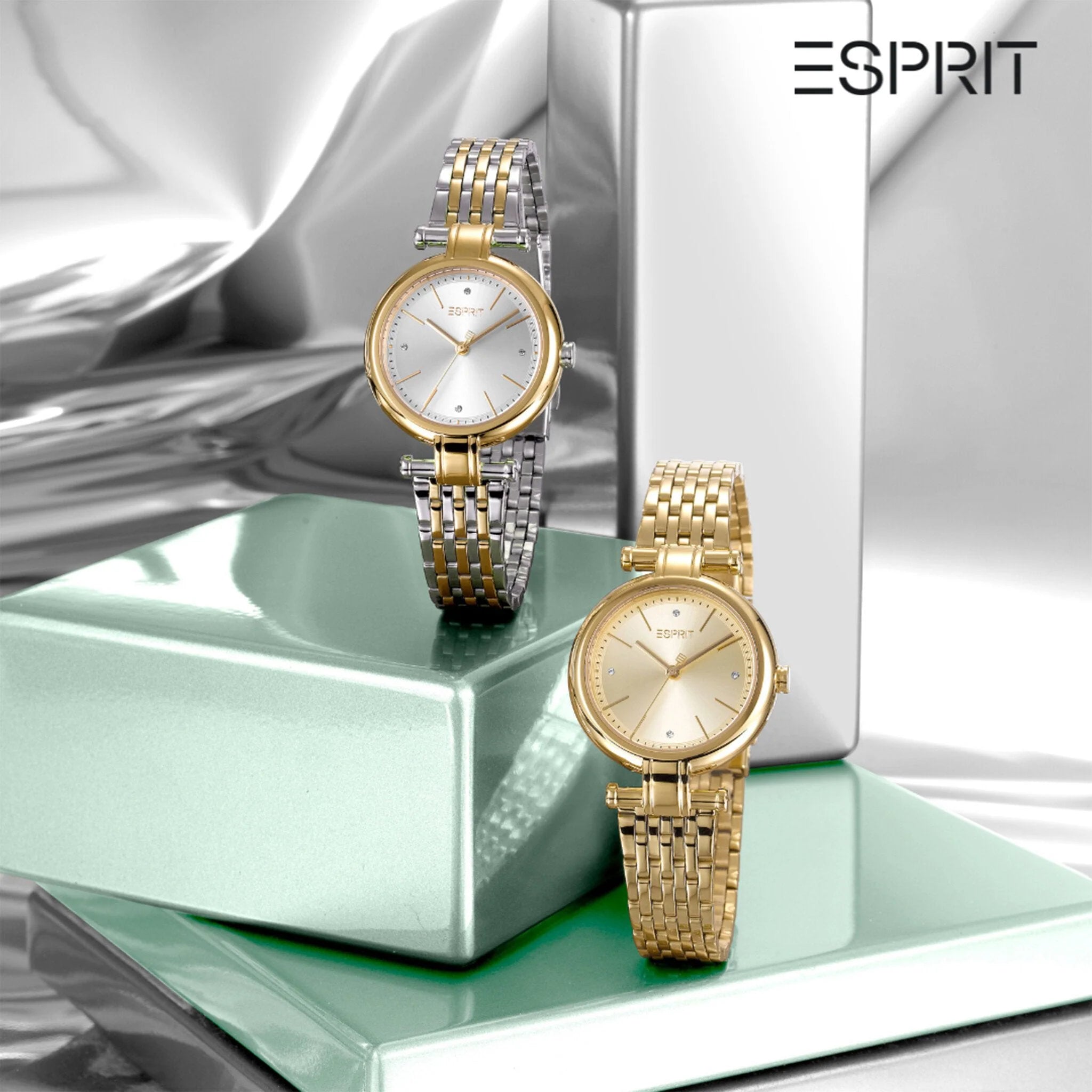 ESPRIT Women's Watch with Gold Stainless Steel Case and Gold Stainless Steel Band