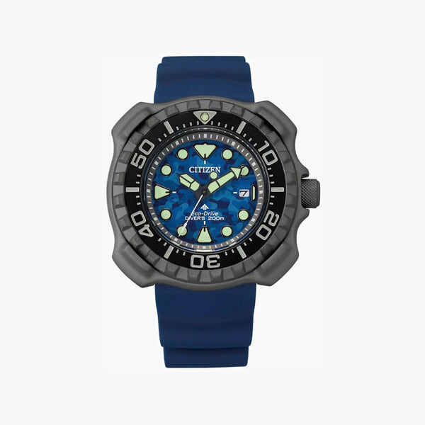 Citizen Bn0227-09l Black Titanium Diver - Performance Meets Style Men's Watch With Blue BAnd and Dial by i-watch