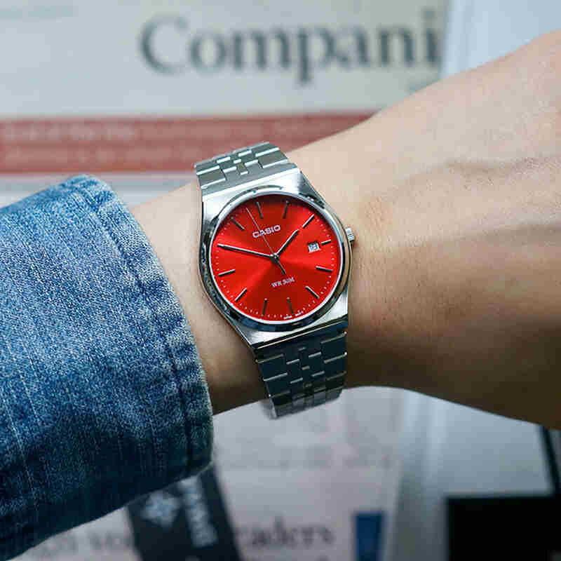 Casio Men's Stainless Steel, Red Dial | Mtp-B145d-4a2v by i-watch