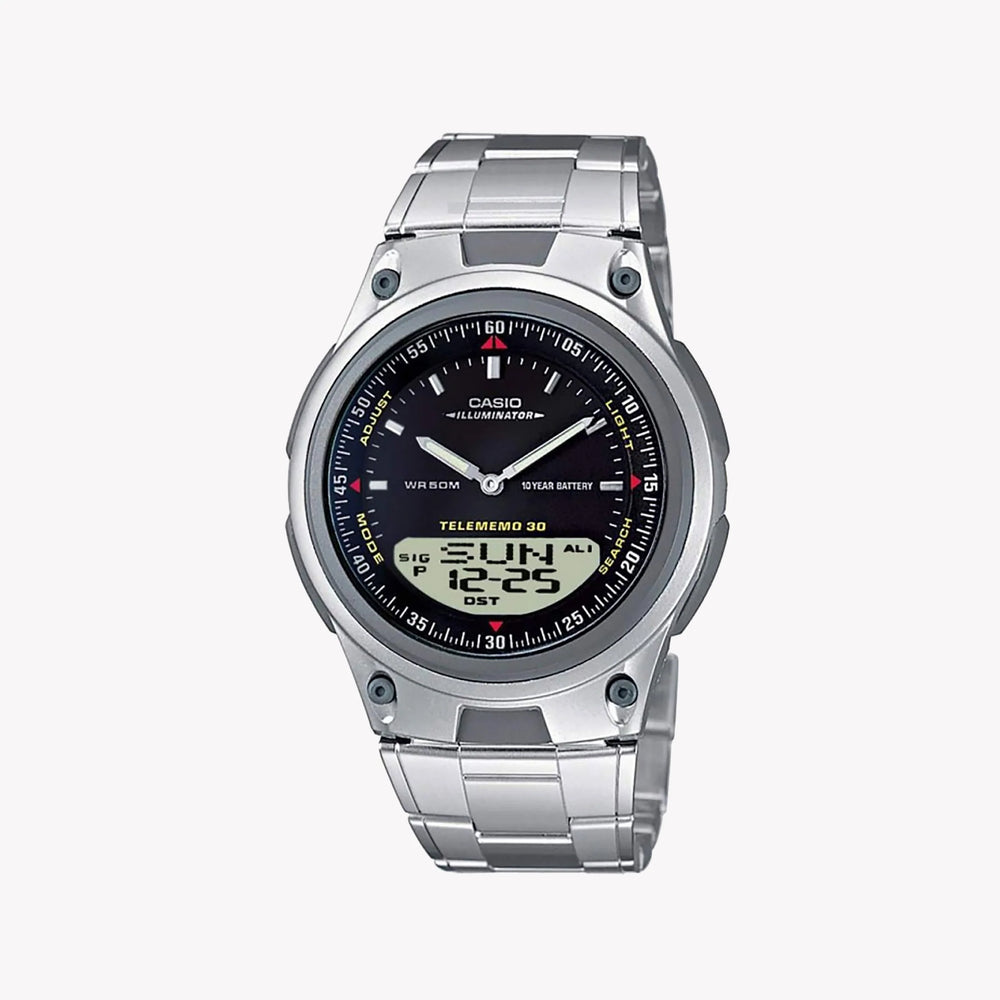 Casio Men's Resin & Stainless Steel Watch, Black Dial | Aw-80d-1avdf by i-watch