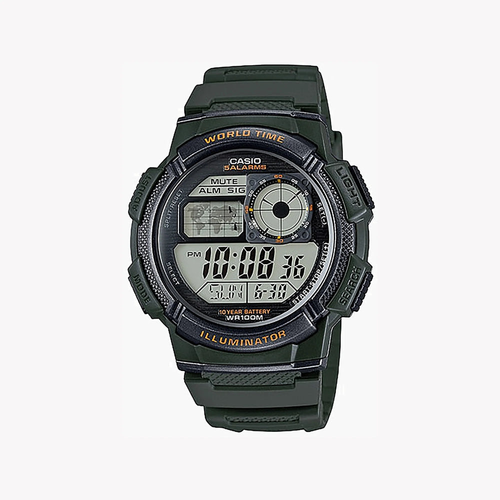 Casio Men's Green Resin Watch, Digital Display | Ae-1000w-3avdf by i-watch