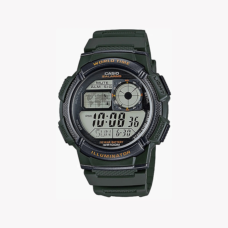 Casio Men's Green Resin Watch, Digital Display | Ae-1000w-3avdf by i-watch
